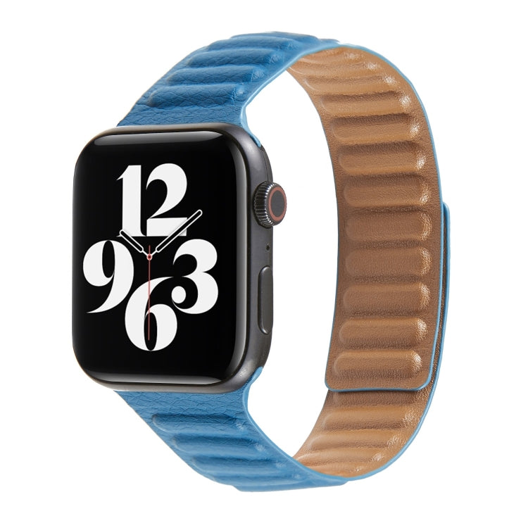 Frerndorf | Loop Leder Uhrband für Apple Watch Series 7 41mm / 6 & SE & 5 & 4 40mm / 3 & 2 & 1 38mm (Blau)