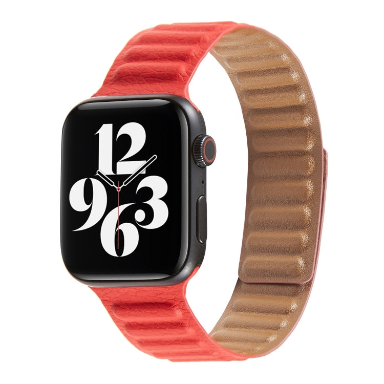 Frerndorf | Loop Leder Uhrenband für Apple Watch Series 7 41mm / 6 & SE & 5 & 4 40mm / 3 & 2 & 1 38mm (Rot)