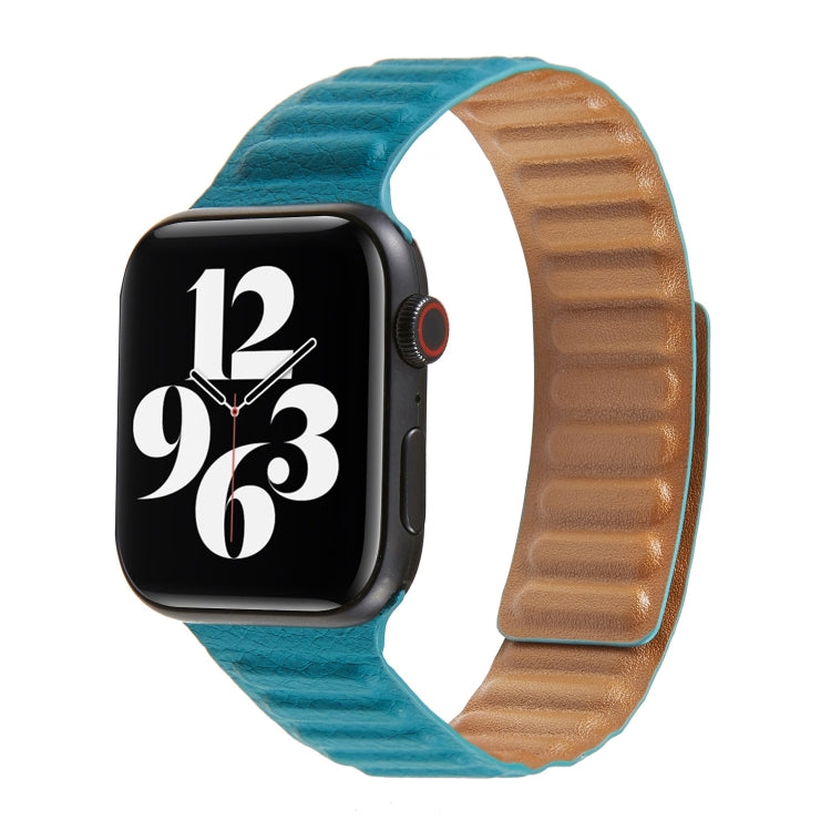 Frerndorf | Loop Leder Uhr Band für Apple Watch Series 7 45mm / 6 & SE & 5 & 4 44mm / 3 & 2 & 1 42mm (Pfauengrün)