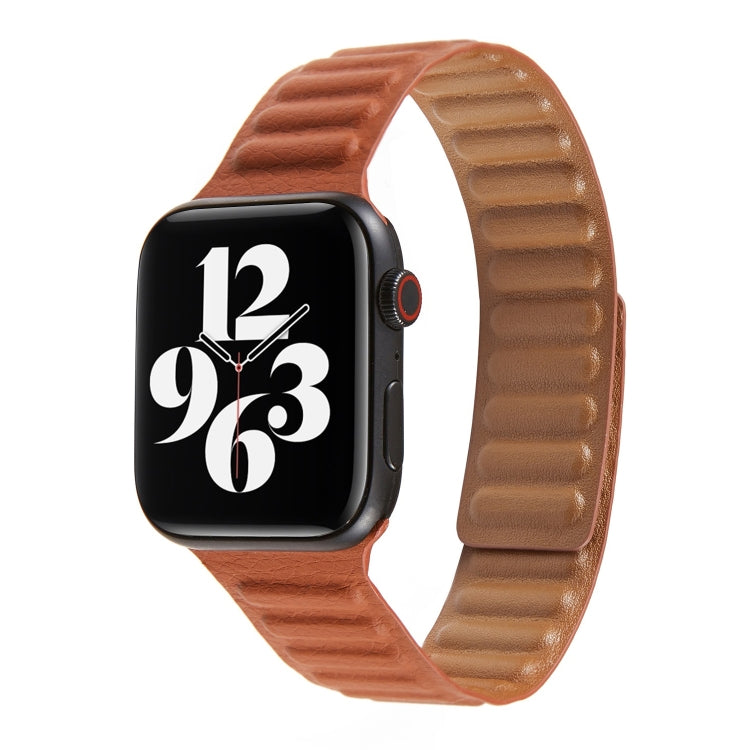 Frerndorf | Loop Lederuhrband für Apple Watch Series 7 45mm / 6 & SE & 5 & 4 44mm / 3 & 2 & 1 42mm (Sattelbraun)