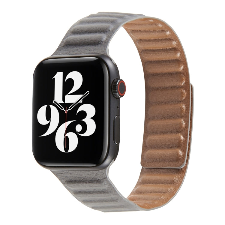 Frerndorf | Loop Lederuhrarmband für Apple Watch Series 7 45mm / 6 & SE & 5 & 4 44mm / 3 & 2 & 1 42mm(Grau)
