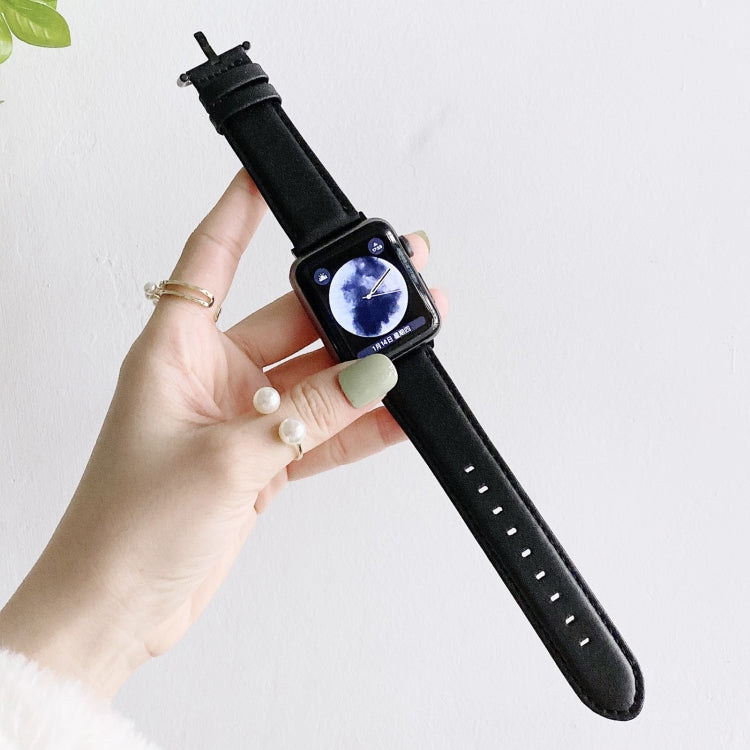 Frendorf | D Charakter Schnalle Glatte Textur Uhr Band Für Apple Watch Serie 9&8&7 41mm / SE 3&SE 2&6&SE&5&4 40mm / 3&2&1 38mm (Schwarz)