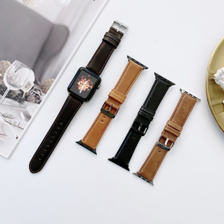 Frendorf | Verrücktes Pferde-Textur + Flache Textilleder-Uhrenarmband für Apple Watch Series 9&8&7 41mm / SE 3&SE 2&6&SE&5&4 40mm / 3&2&1 38mm (Hellbraun)