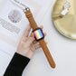 Frendorf | Verrücktes Pferde-Textur + Flache Textilleder-Uhrenarmband für Apple Watch Series 9&8&7 41mm / SE 3&SE 2&6&SE&5&4 40mm / 3&2&1 38mm (Hellbraun)