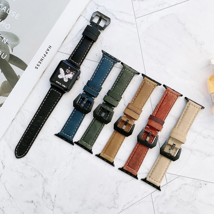 Frendorf | Big Head Schnallen Leder Uhrenarmband Für Apple Watch Ultra 49mm&Watch Ultra 2 49mm / Series 9&8&7 45mm / SE 3&SE 2&6&SE&5&4 44mm / 3&2&1 42mm (Blau)