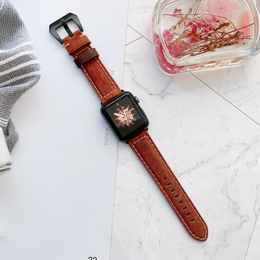 Frendorf | Big Head Buckle Leder Uhrband für Apple Watch Ultra 49mm & Watch Ultra 2 49mm / Series 9 & 8 & 7 45mm / SE 3 & SE 2 & 6 & SE & 5 & 4 44mm / 3 & 2 & 1 42mm (Rot)