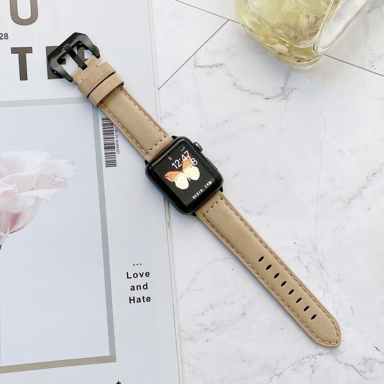 Frendorf | Große Kopf Schnalle Leder Uhr Band für Apple Watch Ultra 49mm & Watch Ultra 2 49mm / Series 9 & 8 & 7 45mm / SE 3 & SE 2 & 6 & SE & 5 & 4 44mm / 3 & 2 & 1 42mm (Beige)