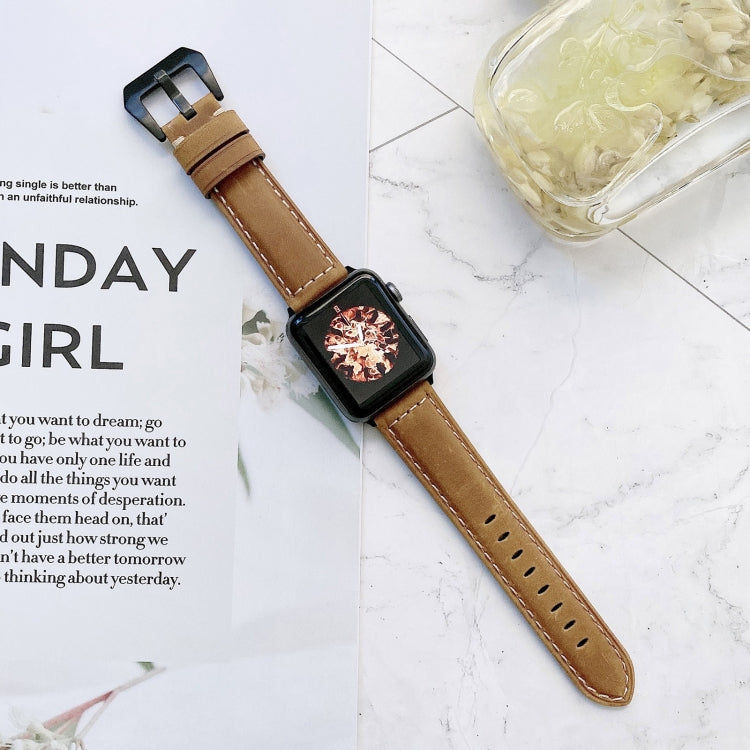 Frendorf | Big Head Schnalle Lederuhrband für Apple Watch Series 9&8&7 41mm / SE 3&SE 2&6&SE&5&4 40mm / 3&2&1 38mm (Braun)