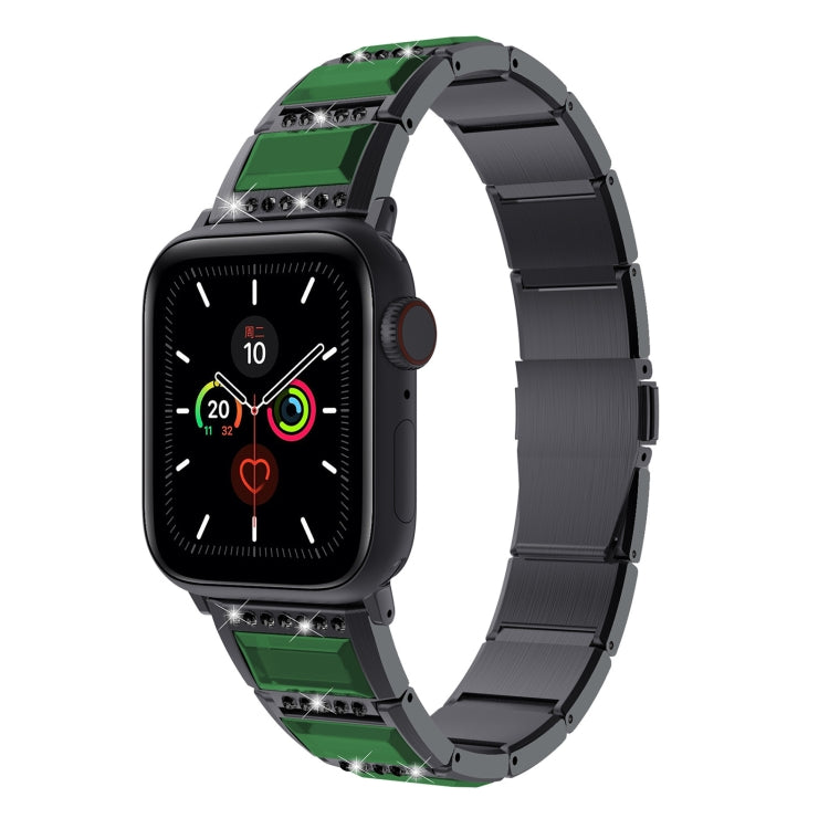 Frerndorf | XingYao Serie Zweifarbige Stahl-Armband Für Apple Watch Serie 9&8&7 41mm / SE 3&SE 2&6&SE&5&4 40mm / 3&2&1 38mm (Schwarz+Grün)
