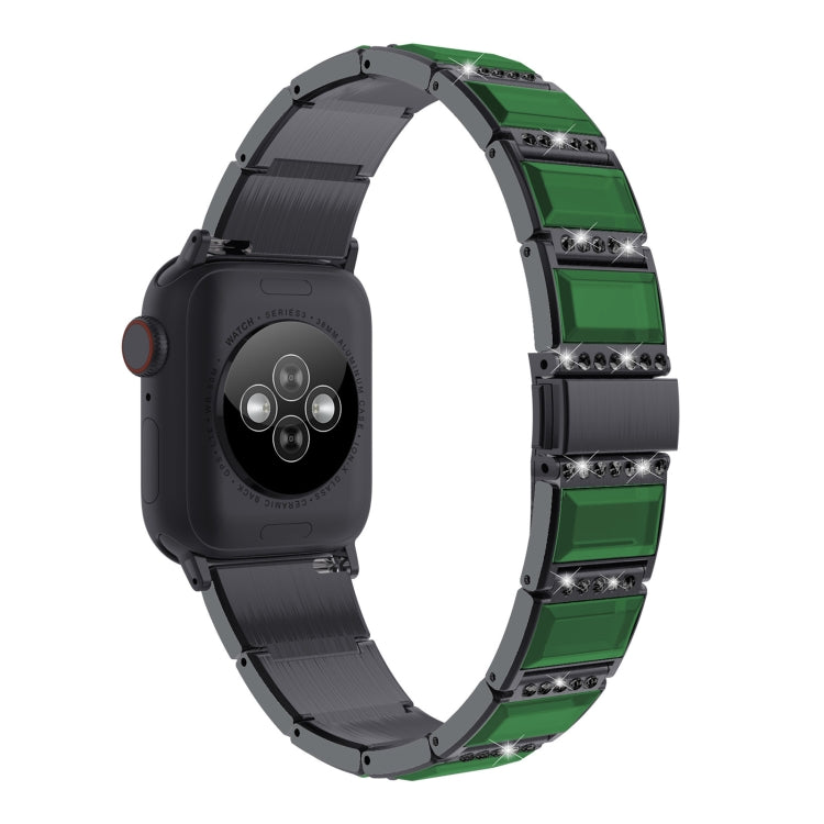 Frerndorf | XingYao Serie Zweifarbige Stahl-Armband Für Apple Watch Serie 9&8&7 41mm / SE 3&SE 2&6&SE&5&4 40mm / 3&2&1 38mm (Schwarz+Grün)