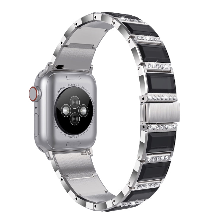 Frerndorf | XingYao Serie Zweifarbiges Edelstahlarmband Für Apple Watch Serie 9&8&7 41mm / SE 3&SE 2&6&SE&5&4 40mm / 3&2&1 38mm (Silber+Schwarz)