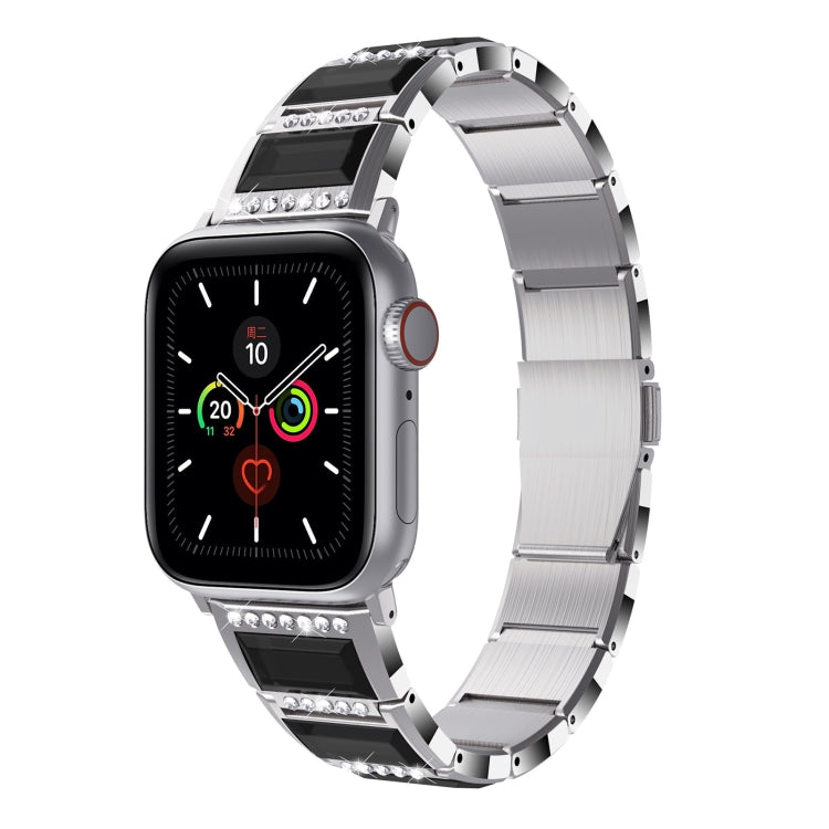 Frerndorf | XingYao Serie Zweifarbiges Edelstahlarmband Für Apple Watch Serie 9&8&7 41mm / SE 3&SE 2&6&SE&5&4 40mm / 3&2&1 38mm (Silber+Schwarz)
