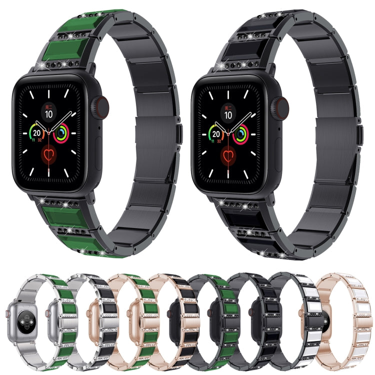 Frerndorf | XingYao Serie Zweifarbige Stahl-Armband Für Apple Watch Serie 9&8&7 41mm / SE 3&SE 2&6&SE&5&4 40mm / 3&2&1 38mm (Schwarz+Grün)