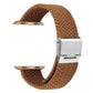 Frendorf | Geflochtenes + Edelstahl Armband für Apple Watch Serie 7 41mm / 6 & SE & 5 & 4 40mm / 3 & 2 & 1 38mm (Braun Gelb)