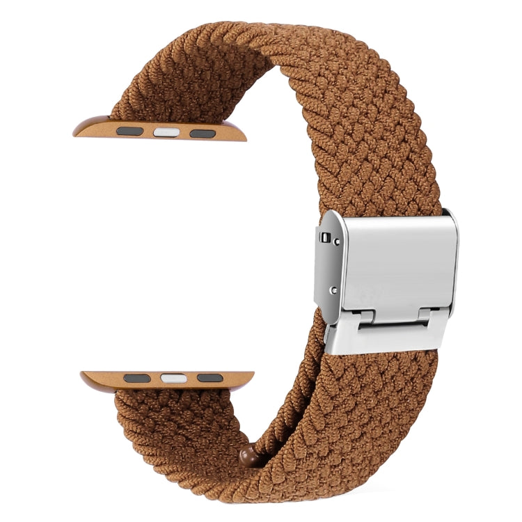 Frendorf | Geflochtenes + Edelstahl Armband für Apple Watch Serie 7 41mm / 6 & SE & 5 & 4 40mm / 3 & 2 & 1 38mm (Braun Gelb)