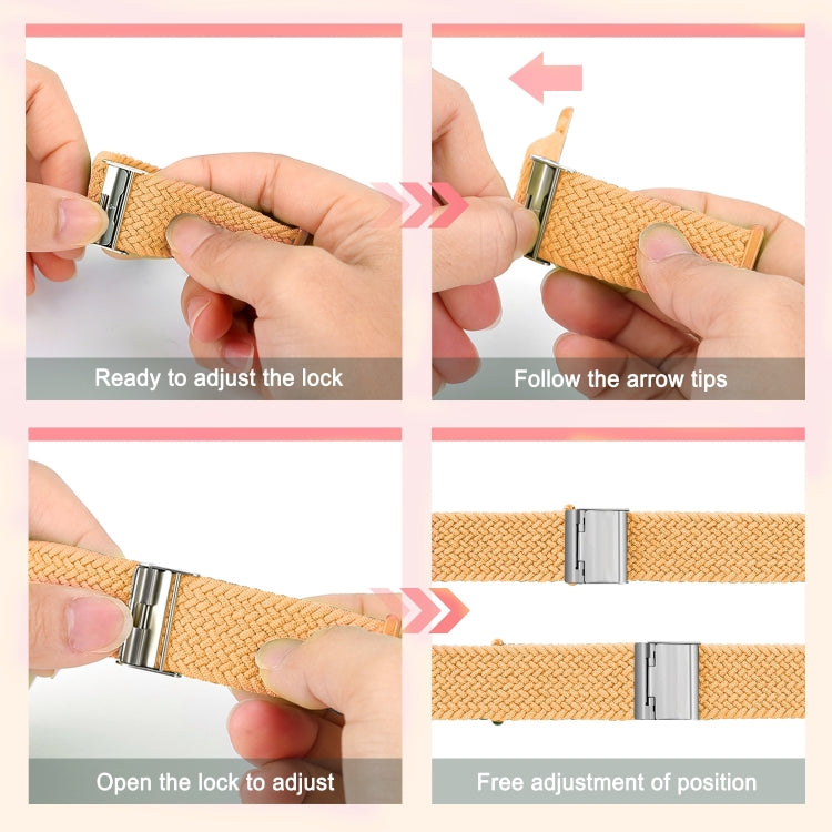 Frendorf | Geflochtenes + Edelstahl Armband für Apple Watch Serie 7 41mm / 6 & SE & 5 & 4 40mm / 3 & 2 & 1 38mm (Braun Gelb)