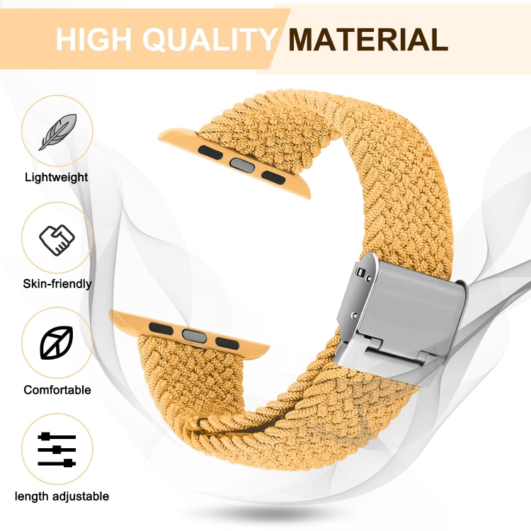 Frendorf | Geflochtenes + Edelstahl Armband für Apple Watch Serie 7 41mm / 6 & SE & 5 & 4 40mm / 3 & 2 & 1 38mm (Braun Gelb)