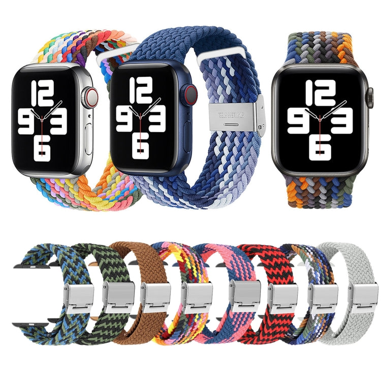 Frendorf | Geflochtenes + Edelstahl Armband für Apple Watch Serie 7 41mm / 6 & SE & 5 & 4 40mm / 3 & 2 & 1 38mm (Braun Gelb)