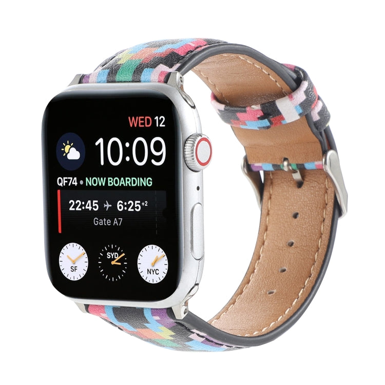 Frerndorf | Marmor Ethnischer Stil Bedrucktes Leder-Uhrenarmband Für Apple Watch Series 7 45mm / 6 & SE & 5 & 4 44mm / 3 & 2 & 1 42mm (Druck Digital)