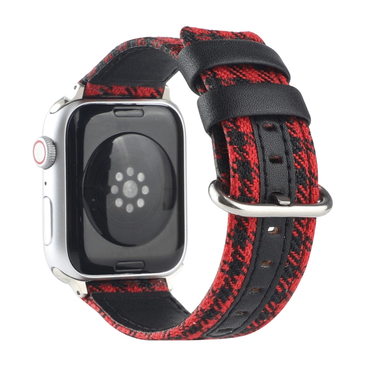 Frerndorf | Gittermuster Runde Schnalle Leder Uhrenarmband Für Apple Watch Series 9&8&7 41mm / SE 3&SE 2&6&SE&5&4 40mm / 3&2&1 38mm (Rot Schwarz)