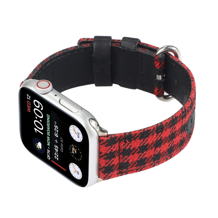 Frerndorf | Gittermuster Runde Schnalle Leder Uhrenarmband Für Apple Watch Series 9&8&7 41mm / SE 3&SE 2&6&SE&5&4 40mm / 3&2&1 38mm (Rot Schwarz)