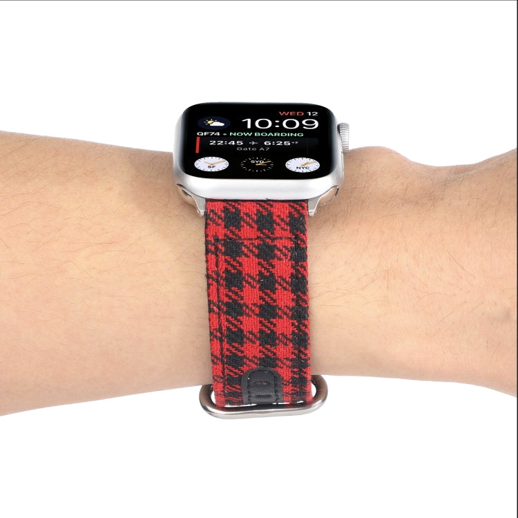 Frerndorf | Gittermuster Runde Schnalle Leder Uhrenarmband Für Apple Watch Series 9&8&7 41mm / SE 3&SE 2&6&SE&5&4 40mm / 3&2&1 38mm (Rot Schwarz)