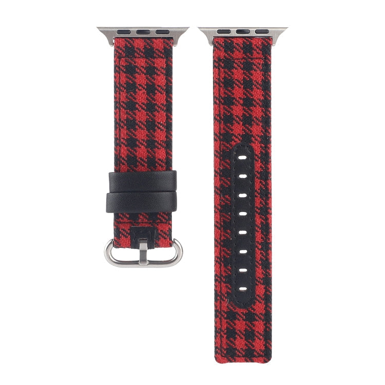 Frerndorf | Gittermuster Runde Schnalle Leder Uhrenarmband Für Apple Watch Series 9&8&7 41mm / SE 3&SE 2&6&SE&5&4 40mm / 3&2&1 38mm (Rot Schwarz)