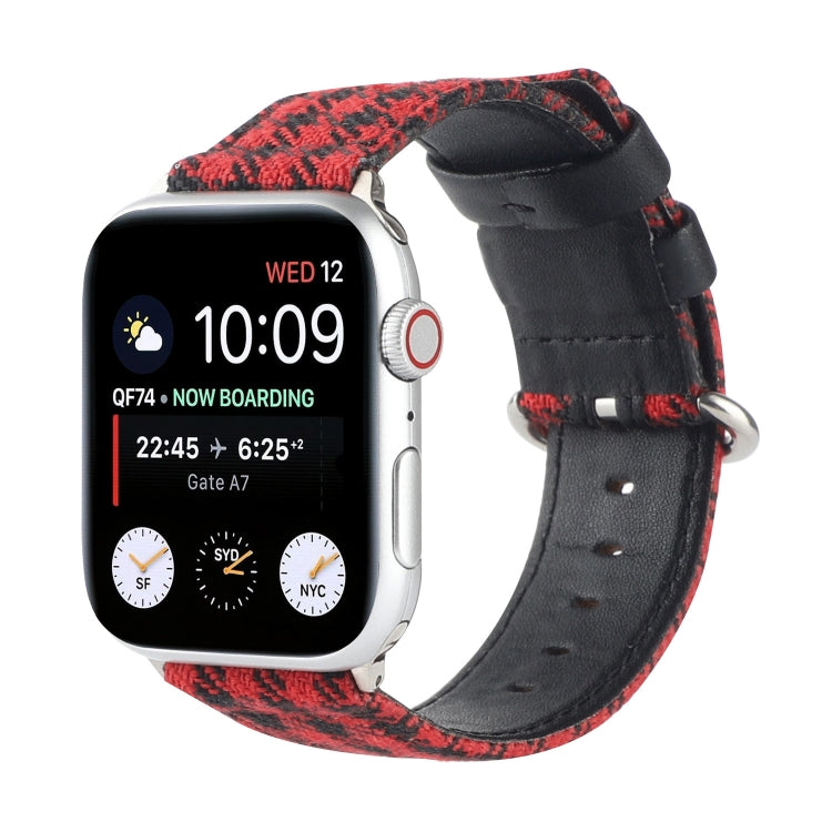 Frerndorf | Gittermuster Runde Schnalle Leder Uhrenarmband Für Apple Watch Series 9&8&7 41mm / SE 3&SE 2&6&SE&5&4 40mm / 3&2&1 38mm (Rot Schwarz)