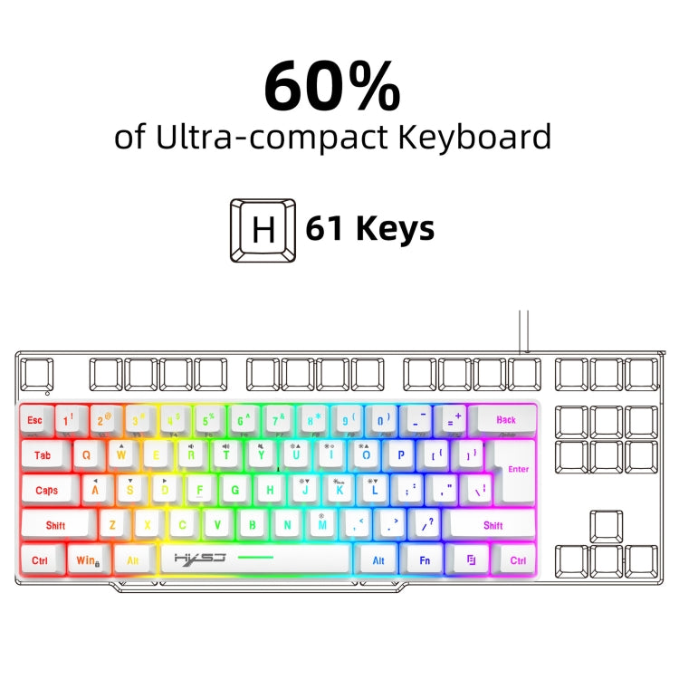Frendorf | HXSJ V700 61 Tasten RGB-Beleuchtung Gaming Kabelgebundene Tastatur (Weiß)