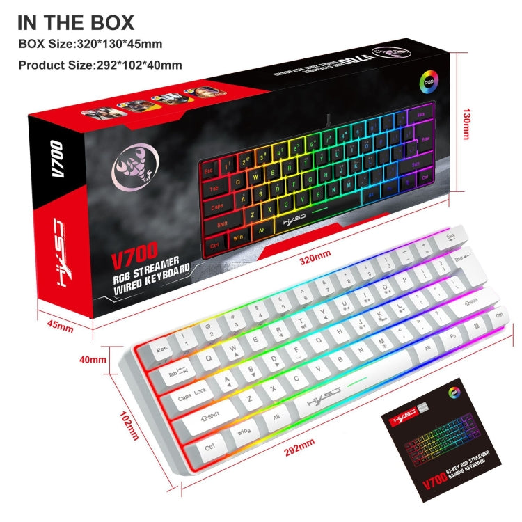 Frendorf | HXSJ V700 61 Tasten RGB-Beleuchtung Gaming Kabelgebundene Tastatur (Weiß)