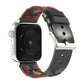 Frerndorf | Gewebtes Kontrast-Leder-Uhrenarmband für Apple Watch Serie 9&8&7 41mm / SE 3&SE 2&6&SE&5&4 40mm / 3&2&1 38mm (Schwarz)