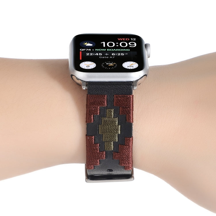 Frerndorf | Gewebtes Kontrast-Leder-Uhrenarmband für Apple Watch Serie 9&8&7 41mm / SE 3&SE 2&6&SE&5&4 40mm / 3&2&1 38mm (Schwarz)