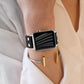 Frerndorf | Leder Messer Uhr Band Für Apple Watch Ultra 49mm&Watch Ultra 2 49mm / Series 9&8&7 45mm / SE 3&SE 2&6&SE&5&4 44mm / 3&2&1 42mm(Schwarz)