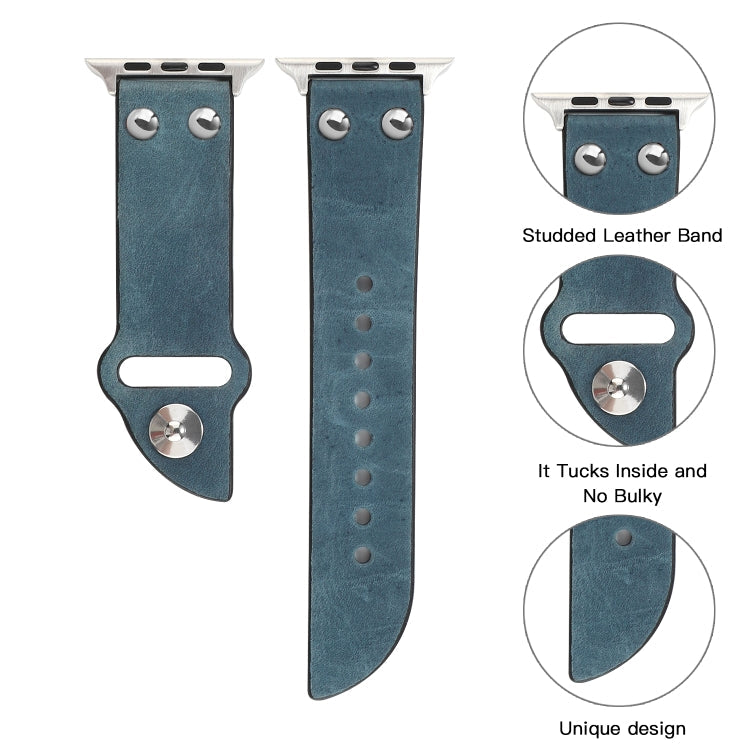 Frerndorf | Leder Messer Uhrarmband für Apple Watch Serie 9&8&7 41mm / SE 3&SE 2&6&SE&5&4 40mm / 3&2&1 38mm (Marineblau)