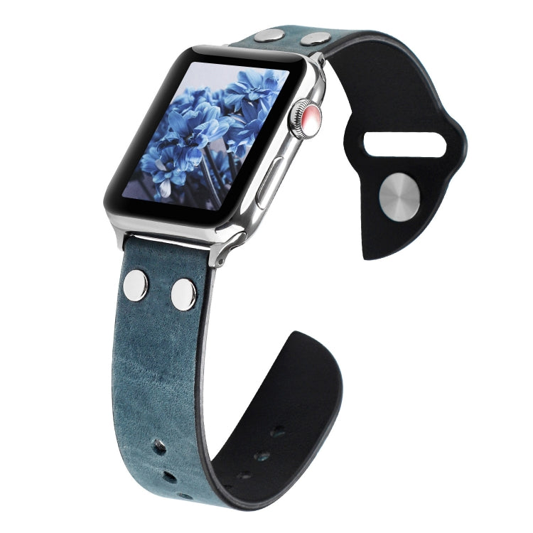 Frerndorf | Leder Messer Uhrarmband für Apple Watch Serie 9&8&7 41mm / SE 3&SE 2&6&SE&5&4 40mm / 3&2&1 38mm (Marineblau)