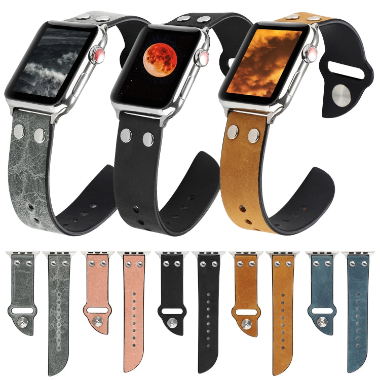 Frerndorf | Leder Messer Uhrarmband für Apple Watch Serie 9&8&7 41mm / SE 3&SE 2&6&SE&5&4 40mm / 3&2&1 38mm (Marineblau)