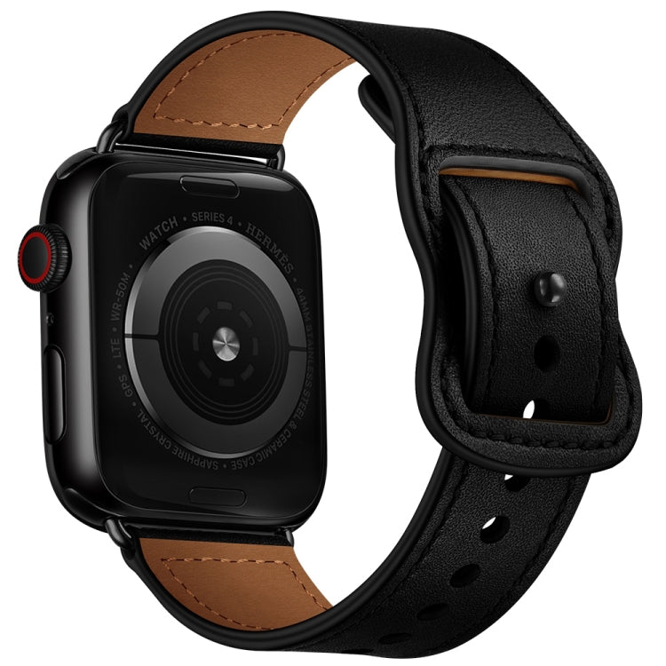 Frendorf | Doppeltes Loch Lederuhrband für Apple Watch Series 7 41mm / 6 & SE & 5 & 4 40mm / 3 & 2 & 1 38mm (Schwarz)