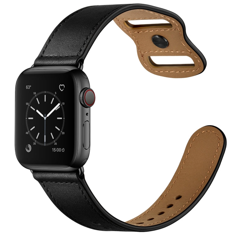 Frendorf | Doppeltes Loch Lederuhrband für Apple Watch Series 7 41mm / 6 & SE & 5 & 4 40mm / 3 & 2 & 1 38mm (Schwarz)