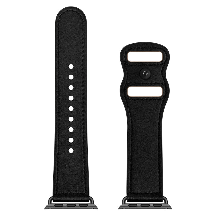 Frendorf | Doppeltes Loch Lederuhrband für Apple Watch Series 7 41mm / 6 & SE & 5 & 4 40mm / 3 & 2 & 1 38mm (Schwarz)