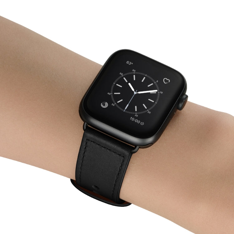Frendorf | Doppeltes Loch Lederuhrband für Apple Watch Series 7 41mm / 6 & SE & 5 & 4 40mm / 3 & 2 & 1 38mm (Schwarz)