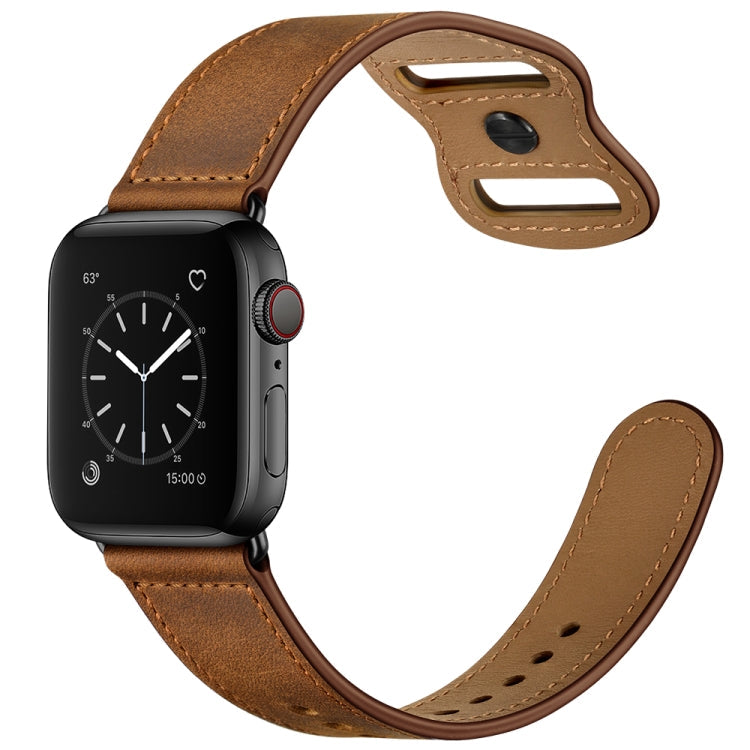 Frendorf | Doppel-Loch-Lederuhrband für Apple Watch Serie 9&8&7 41mm / SE 3&SE 2&6&SE&5&4 40mm / 3&2&1 38mm (Rotbraun Crazy Horse)