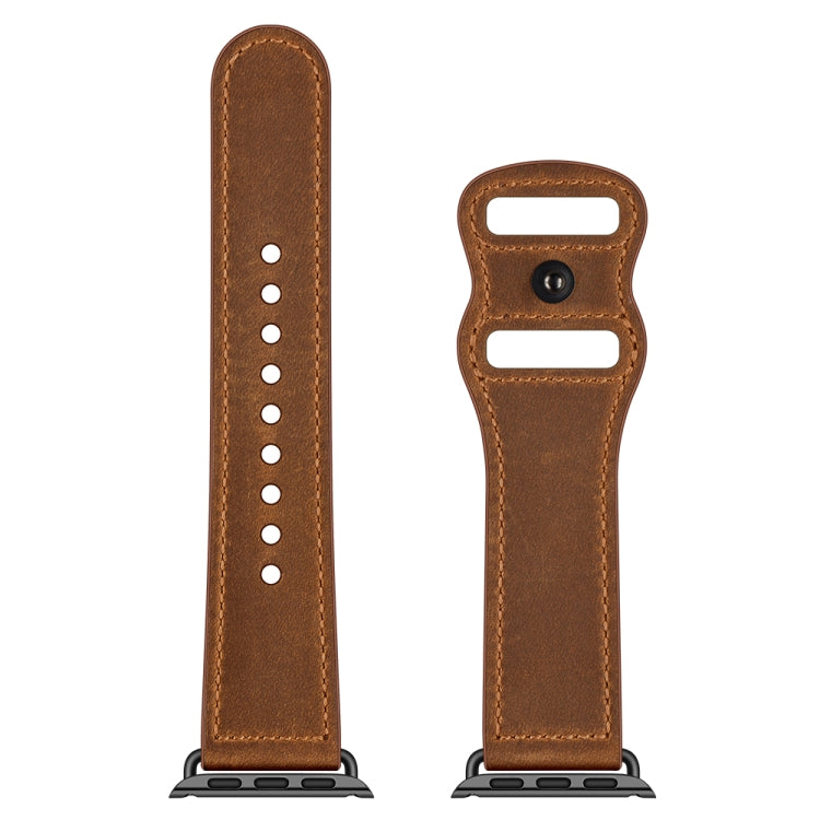 Frendorf | Doppel-Loch-Lederuhrband für Apple Watch Serie 9&8&7 41mm / SE 3&SE 2&6&SE&5&4 40mm / 3&2&1 38mm (Rotbraun Crazy Horse)