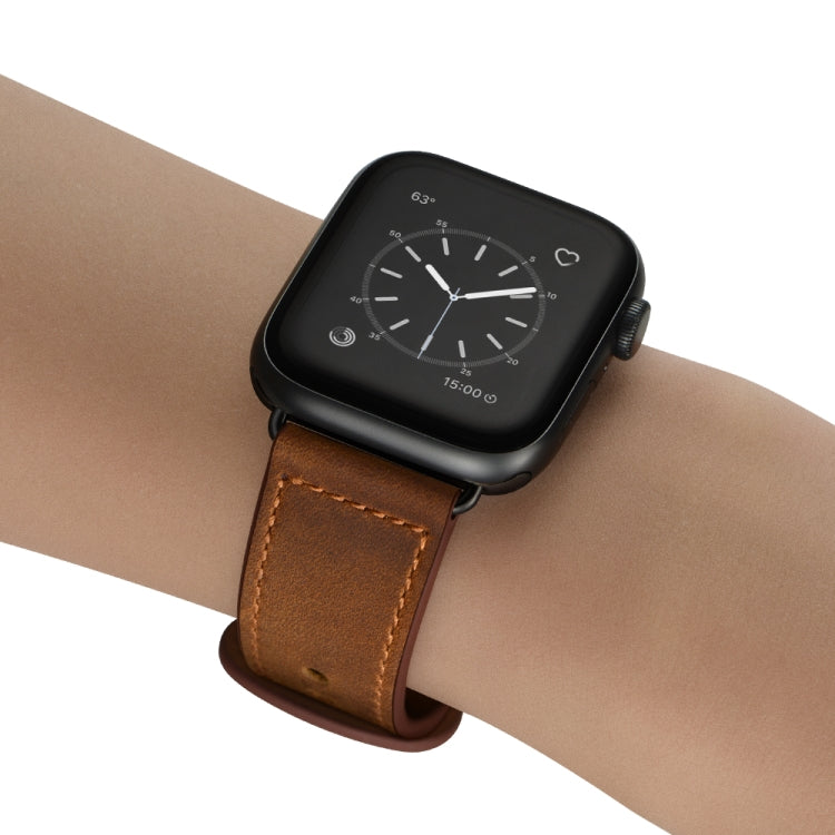 Frendorf | Doppel-Loch-Lederuhrband für Apple Watch Serie 9&8&7 41mm / SE 3&SE 2&6&SE&5&4 40mm / 3&2&1 38mm (Rotbraun Crazy Horse)