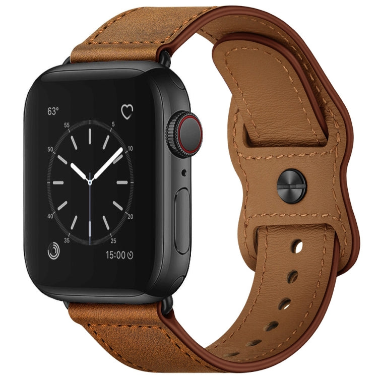 Frendorf | Doppel-Loch-Lederuhrband für Apple Watch Serie 9&8&7 41mm / SE 3&SE 2&6&SE&5&4 40mm / 3&2&1 38mm (Rotbraun Crazy Horse)