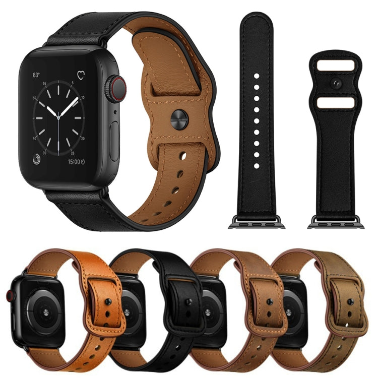 Frendorf | Doppeltes Loch Lederuhrband für Apple Watch Series 7 41mm / 6 & SE & 5 & 4 40mm / 3 & 2 & 1 38mm (Schwarz)
