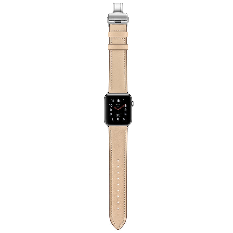 Frerndorf | Echtes Leder + Schmetterling Silber Schnalle Uhr Band für Apple Watch Series 7 45mm / 6 & SE & 5 & 4 44mm / 3 & 2 & 1 42mm (Aprikose)