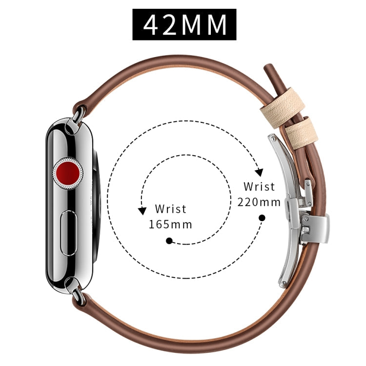 Frerndorf | Echtes Leder + Schmetterling Silber Schnalle Uhr Band für Apple Watch Series 7 45mm / 6 & SE & 5 & 4 44mm / 3 & 2 & 1 42mm (Aprikose)