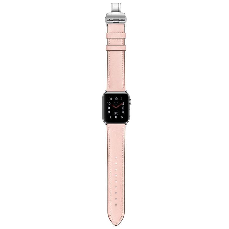 Frerndorf | Echtes Leder + Schmetterlings-Silber-Schnalle Uhrband für Apple Watch Series 7 41mm / 6 & SE & 5 & 4 40mm / 3 & 2 & 1 38mm (Rosa)