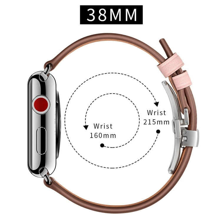 Frerndorf | Echtes Leder + Schmetterlings-Silber-Schnalle Uhrband für Apple Watch Series 7 41mm / 6 & SE & 5 & 4 40mm / 3 & 2 & 1 38mm (Rosa)