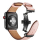 Frerndorf | Echtes Leder + Schmetterlingsschwarze Schnalle Uhrband für Apple Watch Series 9&8&7 41mm / SE 3&SE 2&6&SE&5&4 40mm / 3&2&1 38mm (Pink)